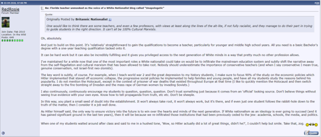 Image of Stormfront post