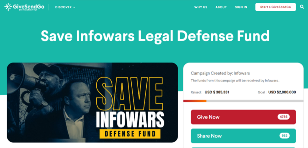 Alex Jones’ Grift Continues Via GiveSendGo