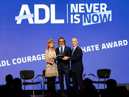 Hamdi Ulukaya, Jacqueline Novogratz and Jonathan Greenblatt at Never Is Now
