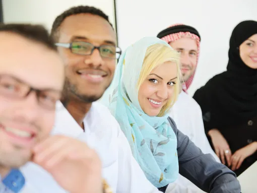 Middle Eastern people having a business meeting