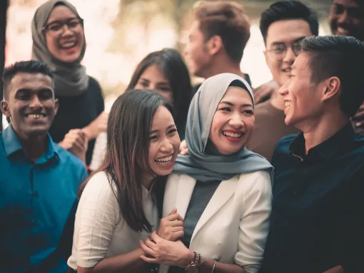 Group of young adults gathering