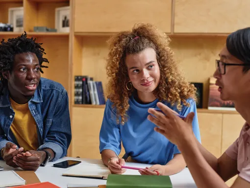 Group of young people studying together