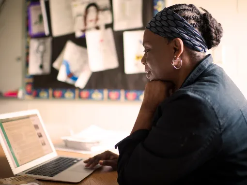 African American Female in Front of a Laptop