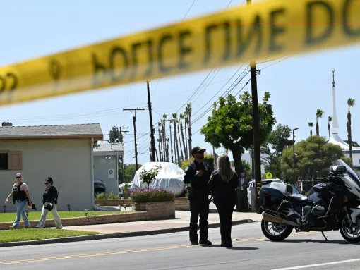 Law enforcement and emergency services respond to a shooting at the Islamic Center of San Diego (ICSD) on May 18, 2026