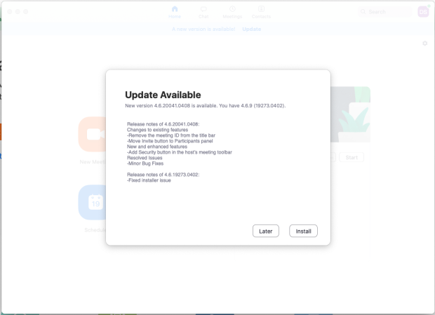 installing update
