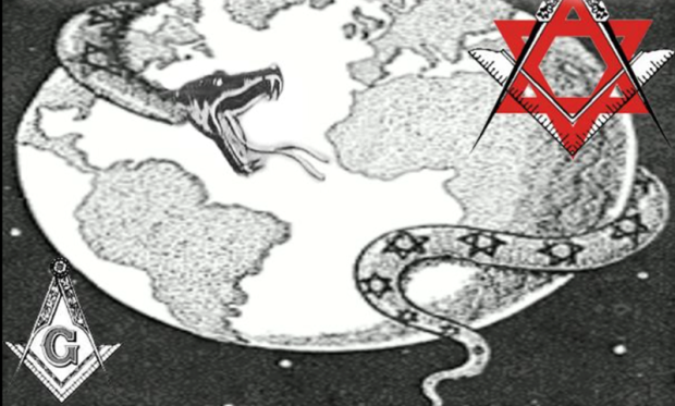 A Facebook page created in 2012 with over 1,000 likes and 1,000 followers, is titled “The complete book of the Protocols of the Sons of Zion” in Arabic. Its background profile picture shows a snake with Jewish stars encircling the globe.