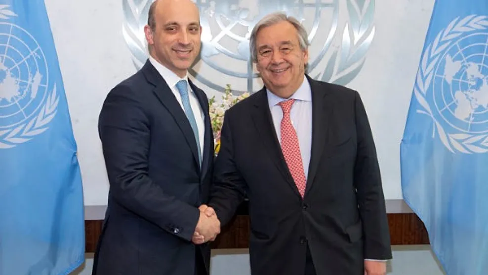 Photo: (L) ADL CEO, Jonathan Greenblatt &amp; United Nations Secretary-General, Antonio Gutteres