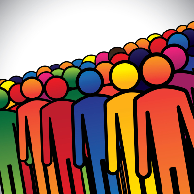 Abstract Colorful Group Of People Or Workers Or Employees - Conc