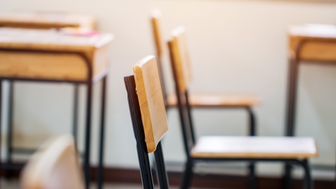 classroom with desks