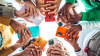 Group of young people using mobile phone